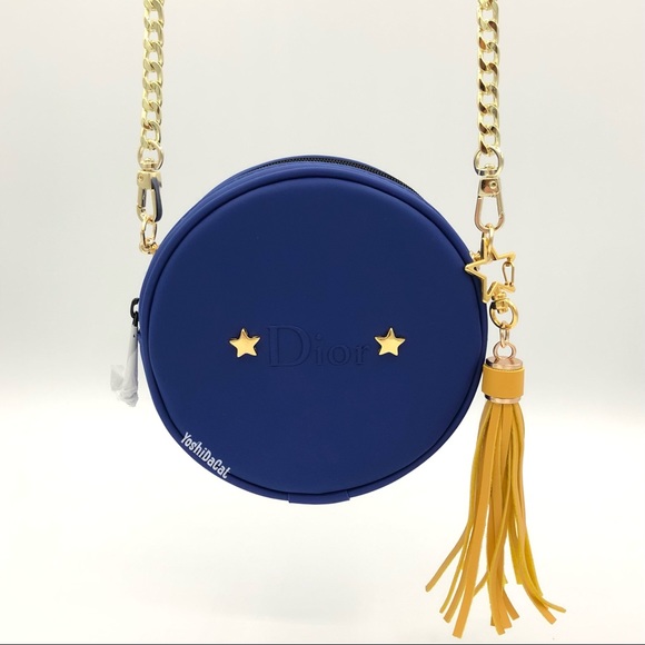 🆕 Dior Beauty Cosmetic Pouch to Crossbody Bag Purse Case, Blue Round Circle New - Picture 7 of 10